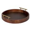 Kate and Laurel Lipton Modern Round Tray, 18", Dark Walnut and Gold, Decorative Accent Tray for Storage and Display view 1