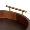 Kate and Laurel Lipton Modern Round Tray, 18", Dark Walnut and Gold, Decorative Accent Tray for Storage and Display view 3