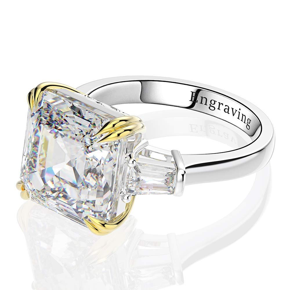 Bansriracha 100% 925 Sterling Silver Created Moissanite Citrine Diamonds Gemstone Wedding Engagement Ring Fine Jewelry (White, 8)