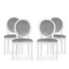 Christopher Knight Home Gabrielle Contemporary Velvet Dining Chairs (Set of 4), Light Gray, Gloss White view 1
