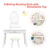 Costzon Kids Vanity, Girls Vanity Set with Mirror and Cushioned Stool, Drawer, 2 in 1 Wooden Toddler Makeup Vanity Desk Dressing Table, Kids Vanity Table and Chair Set (White) view 3