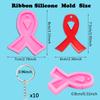 WILLBOND 6 Pcs Ribbon Silicone Mold with Hole 10 Keyrings for DIY,Pink view 2