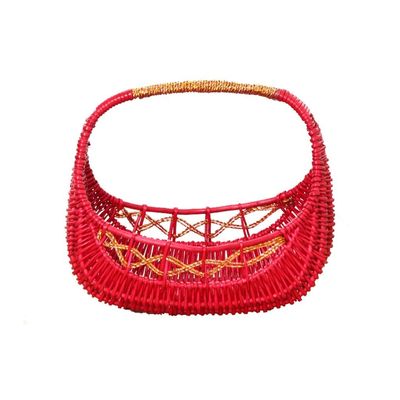 Egg Baskets Handmade Wicker Woven Hamper For Kitchen Picnic Food Storage Bread Bins (Color : Red-a, Size : 352531cm)