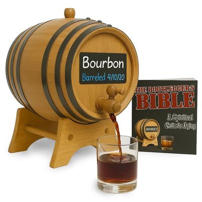 American Oak Barrel (2 liter) with Chalkboard Front - Charred Mini Keg for Aging Cocktails, Bourbon, Scotch, Whiskey, Gin, Hot Sauce - Home Bar Decor by Thousand Oaks Barrel Co.