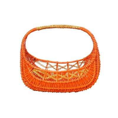 Egg Baskets Handmade Wicker Woven Hamper For Kitchen Picnic Food Storage Bread Bins (Color : Yellow-a, Size : 352531cm)