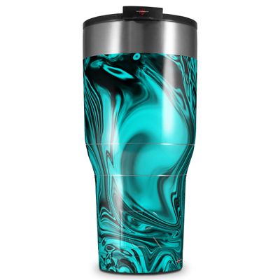 WraptorSkinz Skin Wrap compatible with 2017 and newer RTIC Tumblers 30oz Liquid Metal Chrome Neon Teal (TUMBLER NOT INCLUDED)
