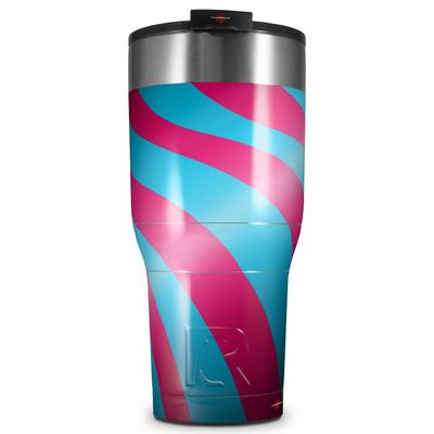 WraptorSkinz Skin Wrap compatible with 2017 and newer RTIC Tumblers 30oz Two Tone Waves Neon Teal Hot Pink (TUMBLER NOT INCLUDED)