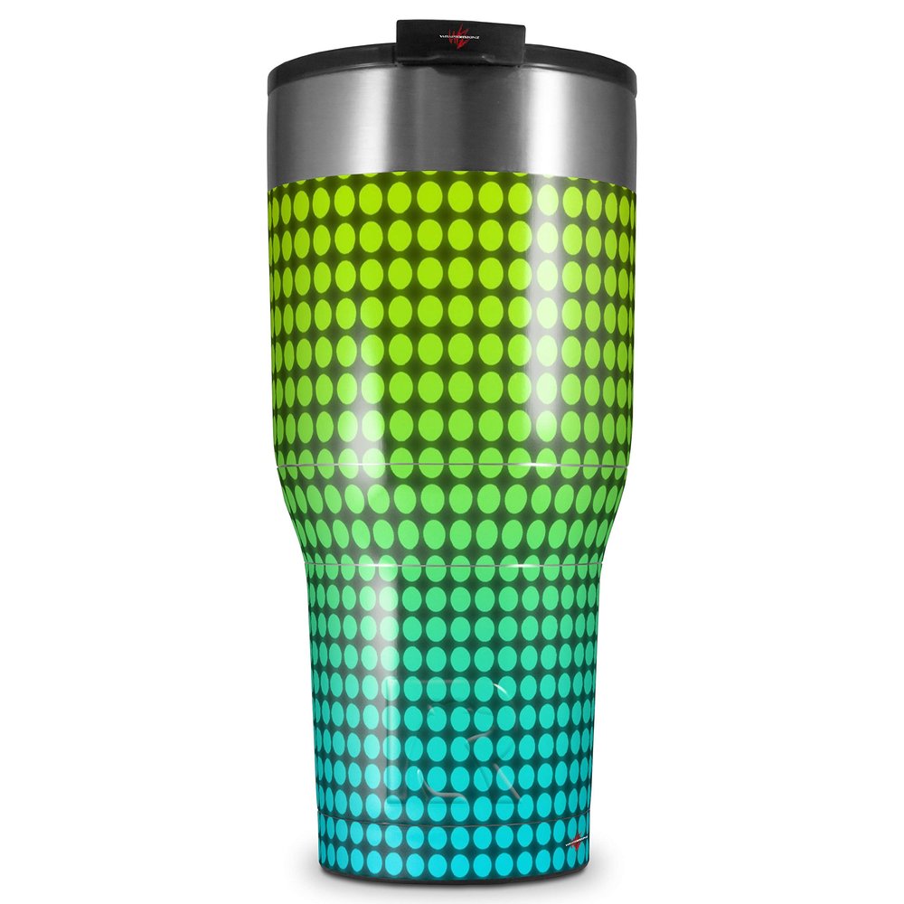 WraptorSkinz Skin Wrap compatible with 2017 and newer RTIC Tumblers 30oz Faded Dots Neon Teal Green (TUMBLER NOT INCLUDED)