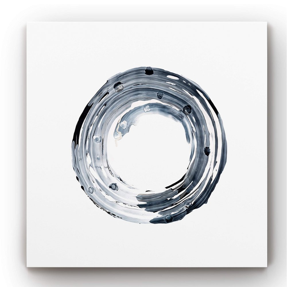 Renditions Gallery Abstract Paintings for Home Decor Black & White E Encircled Canvas Prints for Bedroom Dining Office Kitchen Walls - 40"x40" LT34
