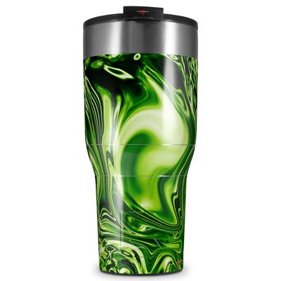 WraptorSkinz Skin Wrap compatible with 2017 and newer RTIC Tumblers 30oz Liquid Metal Chrome Neon Green (TUMBLER NOT INCLUDED)