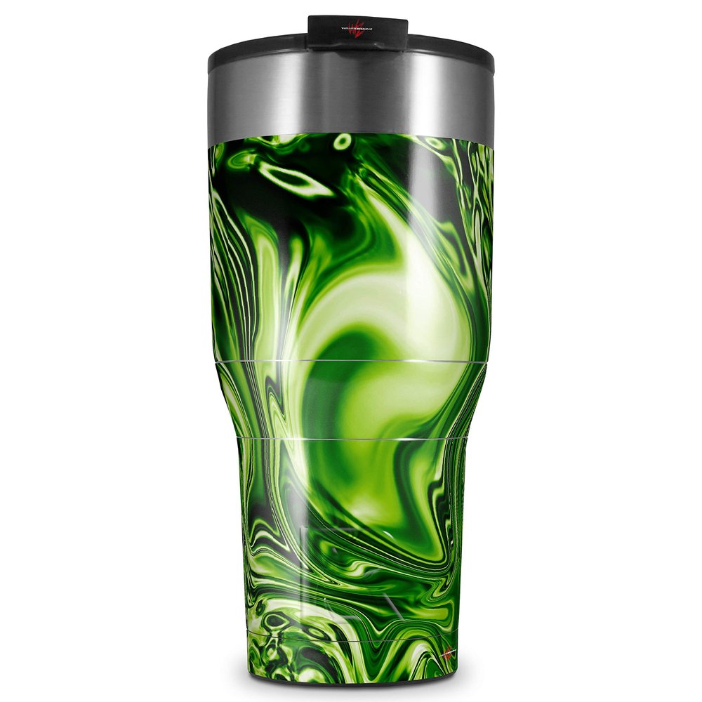 WraptorSkinz Skin Wrap compatible with 2017 and newer RTIC Tumblers 30oz Liquid Metal Chrome Neon Green (TUMBLER NOT INCLUDED)