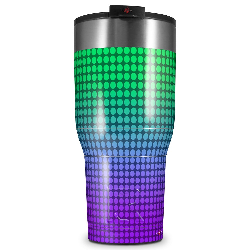 WraptorSkinz Skin Wrap compatible with 2017 and newer RTIC Tumblers 30oz Faded Dots Purple Green (TUMBLER NOT INCLUDED)
