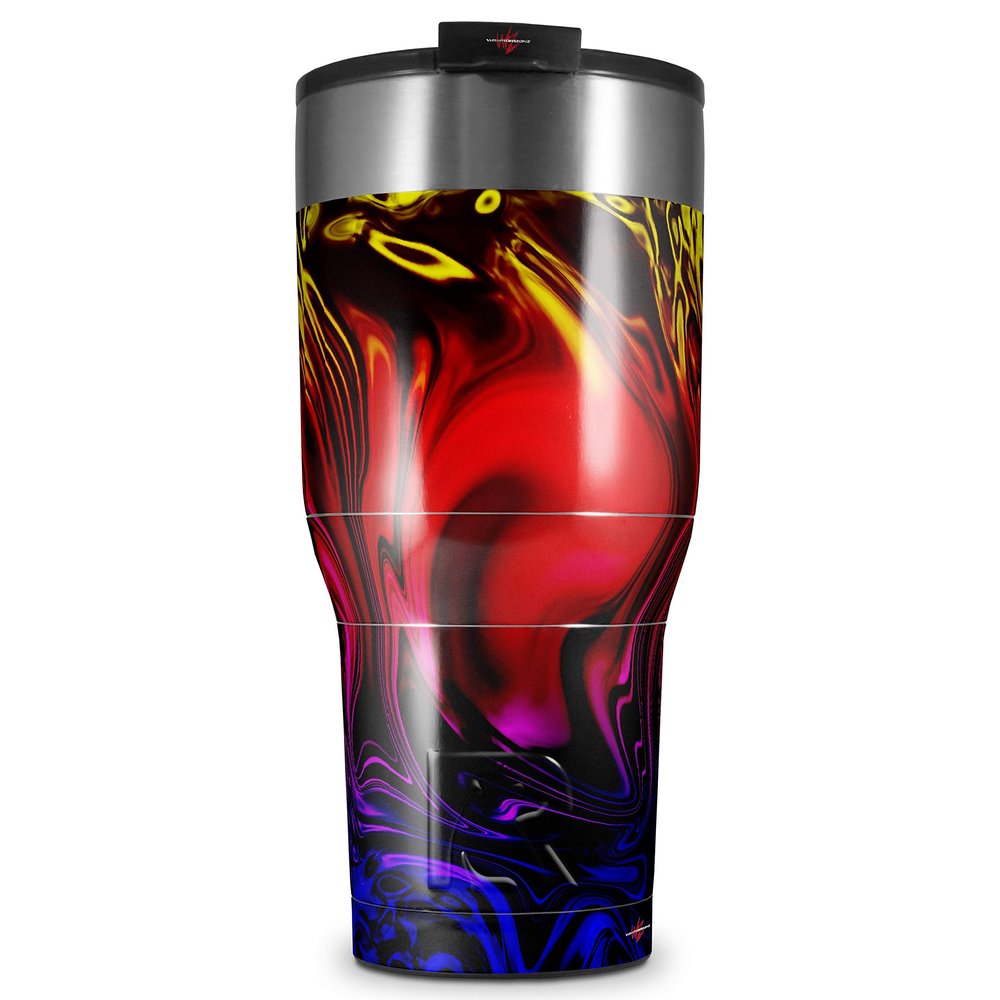 WraptorSkinz Skin Wrap compatible with 2017 and newer RTIC Tumblers 30oz Liquid Metal Chrome Flame Hot (TUMBLER NOT INCLUDED)