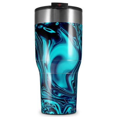 WraptorSkinz Skin Wrap compatible with 2017 and newer RTIC Tumblers 30oz Liquid Metal Chrome Neon Blue (TUMBLER NOT INCLUDED)