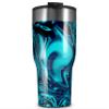 WraptorSkinz Skin Wrap compatible with 2017 and newer RTIC Tumblers 30oz Liquid Metal Chrome Neon Blue (TUMBLER NOT INCLUDED) view 1