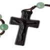 Sine Cera Green Jade/Jujube Wood 5 Decade Catholic Rosary, Laser Engraved Crucifix/Double-Sided Centerpiece, Smooth 8mm Beads view 2