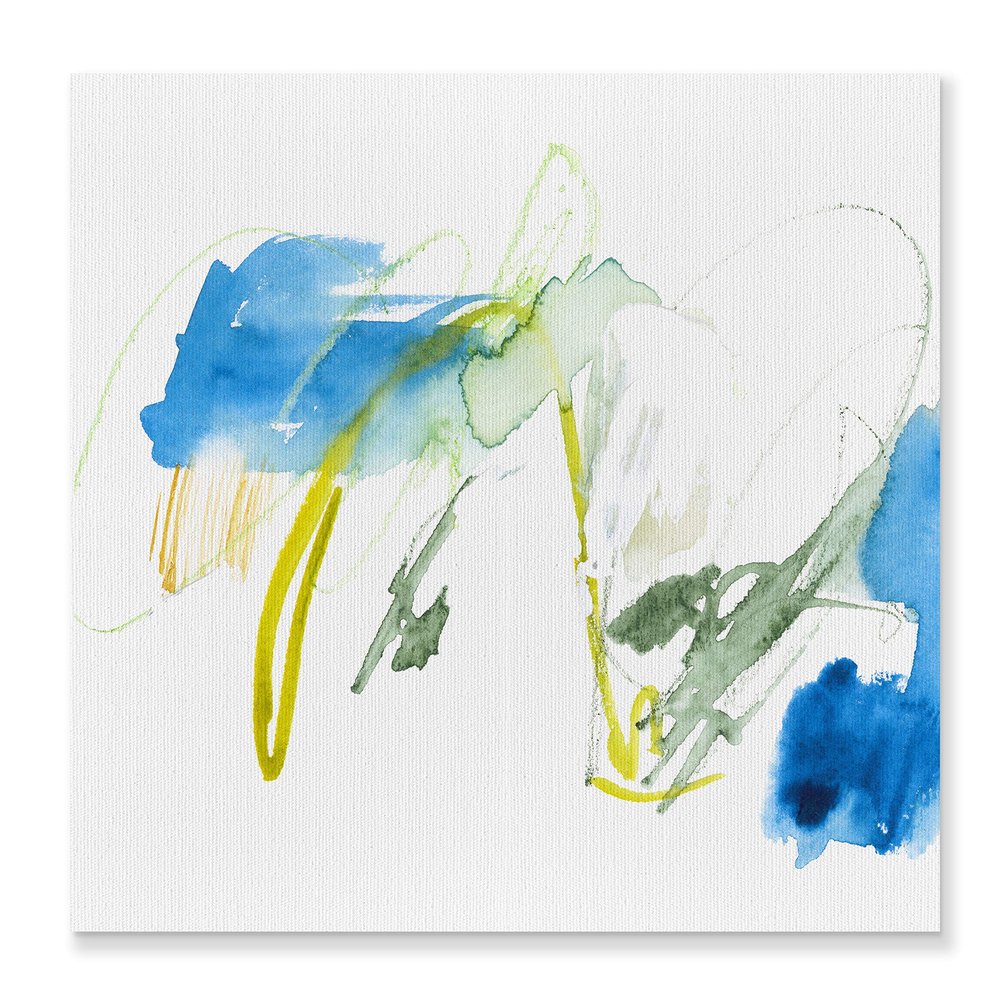 Renditions Gallery Nature Wall Art for Home Decor Blue & Green Sea Scrawl Abstract Paintings for Living Room Office Kitchen Decorations - 40"x40" LT34