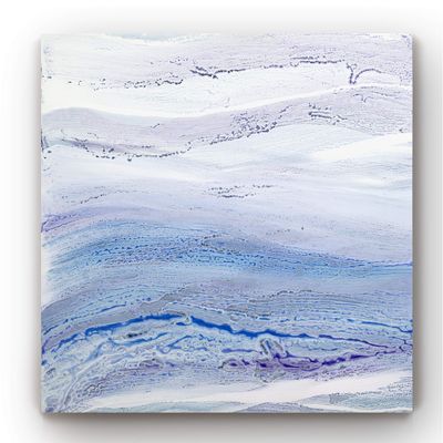 Renditions Gallery Canvas Nature Wall Hanging Art White & Blue Ocean Current Tides Abstract Paintings & Prints for Dining Living Room Kitchen Decorations - 40"x40" LT34