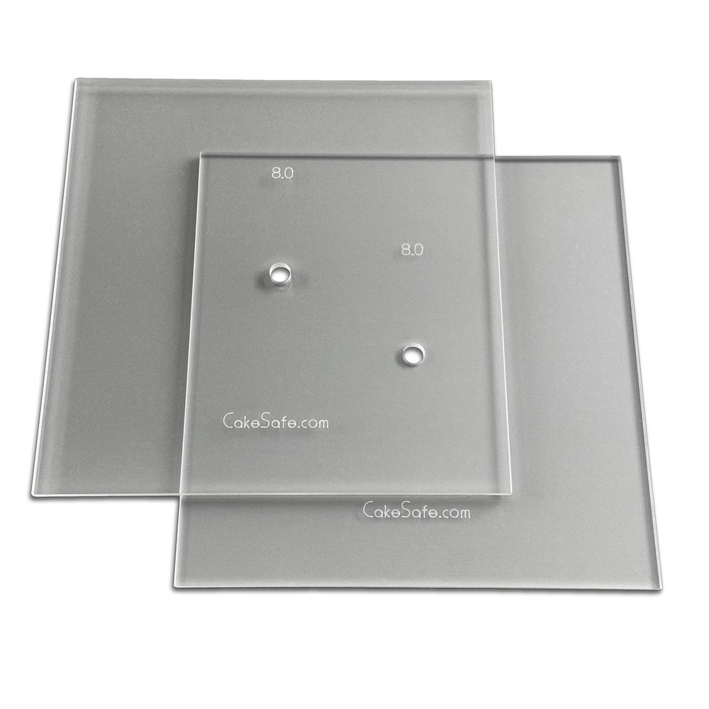 CAKESAFE 8.00 Inch Square Acrylic Disk Set 2-8 Clear Food Grade Acrylic Buttercream Disks Perfect Icing Tool to Smooth the Frosting on Your Cakes, Disk Size Engraved on Every Disk