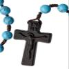 IHM Imports Sine Cera Turquoise/Jujube Wood 5 Decade Catholic Rosary, Laser Engraved Crucifix/Double-sided Centerpiece, Smooth 8mm Beads view 2