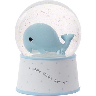 Precious Moments Mightier Than The Waves Brahms' Lullaby Whale Musical Resin/Glass Snow Globe, Blue