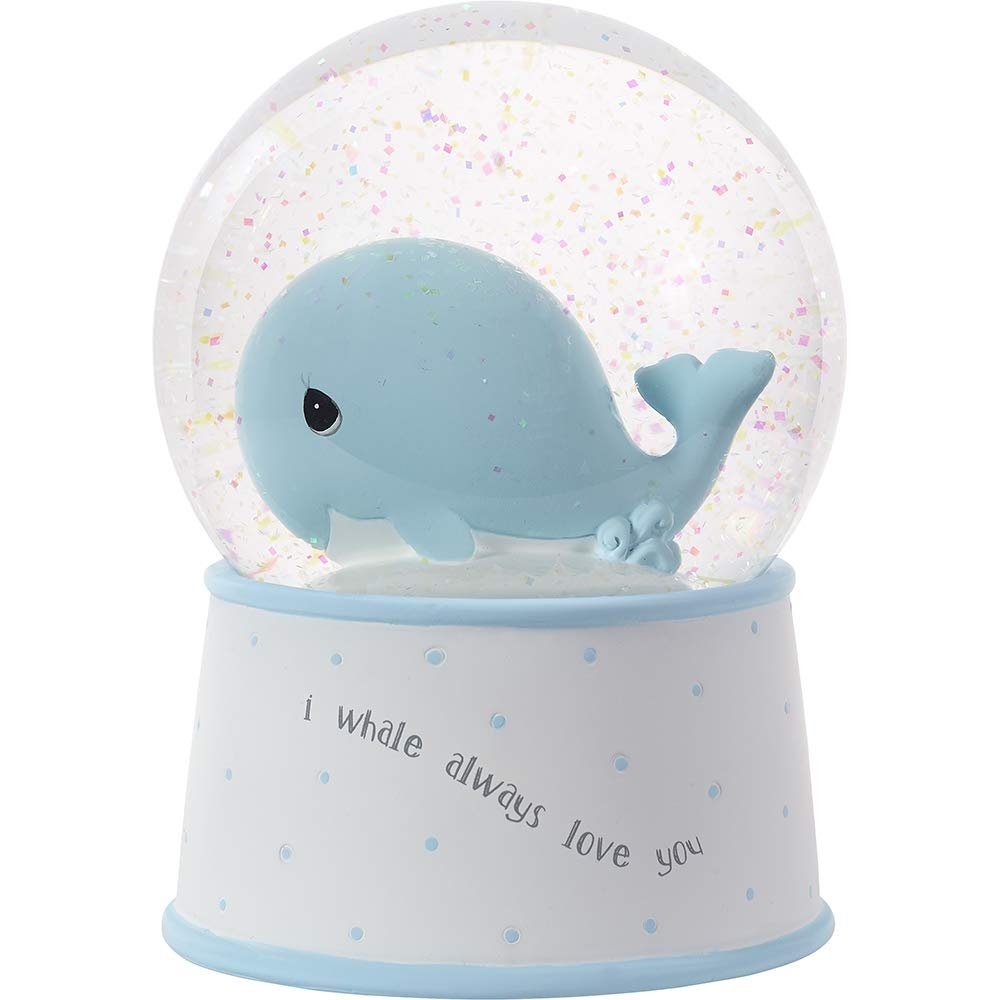 Precious Moments Mightier Than The Waves Brahms' Lullaby Whale Musical Resin/Glass Snow Globe, Blue