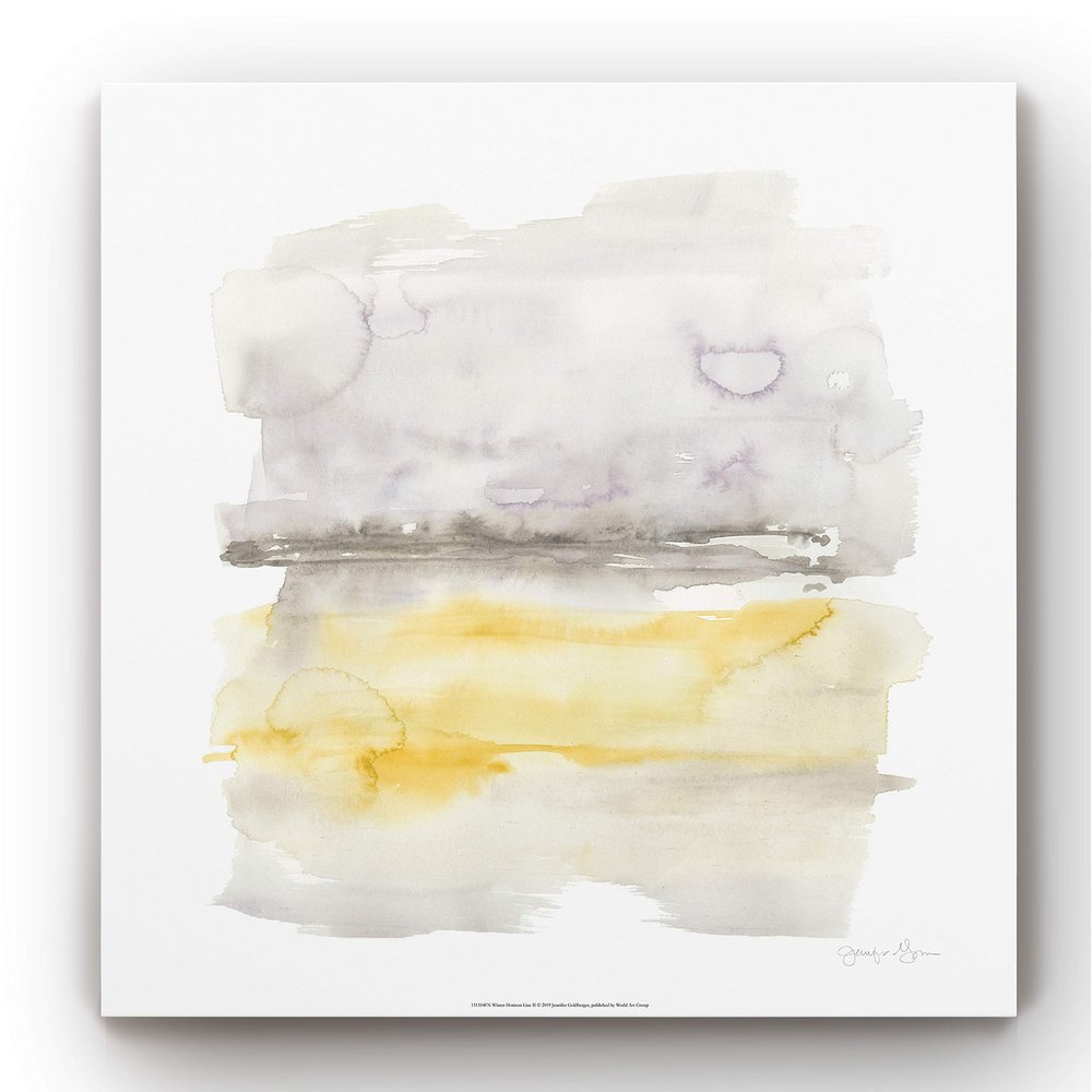 Renditions Gallery Abstract Nature Art Grey & Gold Winter Horizon Wall Art Prints for Bedroom Home Kitchen Decor - 40"x40" LT34