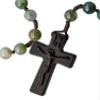 IHM Imports Sine Cera Multicolor Onyx/Jujube Wood 5 Decade Catholic Rosary, Laser Engraved Crucifix/Double-sided Centerpiece, Smooth 8mm Beads view 2