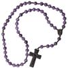IHM Imports Sine Cera Amethyst/Jujube Wood 5 Decade Catholic Rosary, Laser Engraved Crucifix/Double-sided Centerpiece, Smooth 8mm Beads view 1
