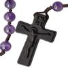 IHM Imports Sine Cera Amethyst/Jujube Wood 5 Decade Catholic Rosary, Laser Engraved Crucifix/Double-sided Centerpiece, Smooth 8mm Beads view 2