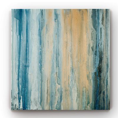 Renditions Gallery Canvas Wall Art for Home Teal & Orange Tiger Stripes Abstract Artwork Prints for Bedroom Kitchen Decorations - 40"x40" LT34