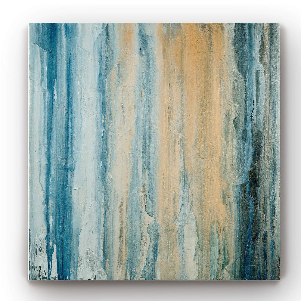 Renditions Gallery Canvas Wall Art for Home Teal & Orange Tiger Stripes Abstract Artwork Prints for Bedroom Kitchen Decorations - 40"x40" LT34