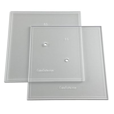 CAKESAFE 8.5 Inch Square Acrylic Disk Set 2-8.5 Clear Acrylic Buttercream Disks Perfect Tool to Smooth the Frosting on Your Cakes, Disk Size and Perimeter Border Engraved on all Disks