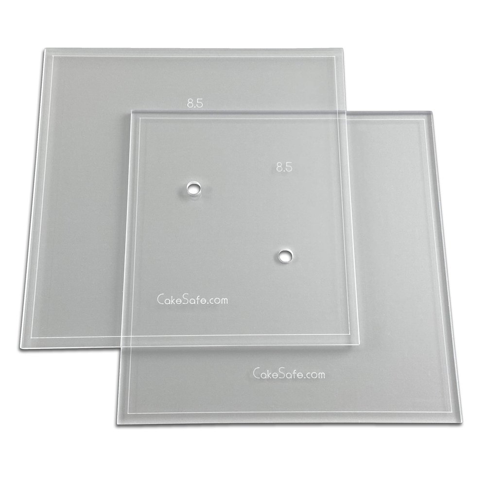 CAKESAFE 8.5 Inch Square Acrylic Disk Set 2-8.5 Clear Acrylic Buttercream Disks Perfect Tool to Smooth the Frosting on Your Cakes, Disk Size and Perimeter Border Engraved on all Disks