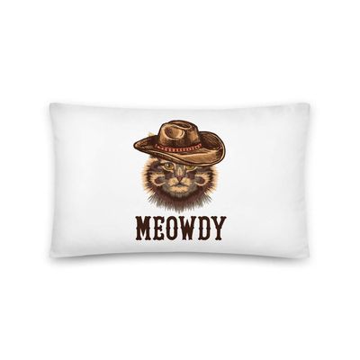 Meowdy All-Over Print Basic Pillow | Funny Cat Pillow | Cowboy Cat | Texan Cat Gift | Southern Accent | Funny Texas Pillow | Howdy Pillow | Cat Lover Gift | Gift for Cat Mom | Cat Lover Pillow