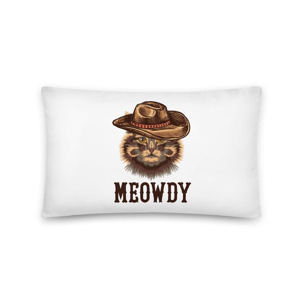 Meowdy All-Over Print Basic Pillow | Funny Cat Pillow | Cowboy Cat | Texan Cat Gift | Southern Accent | Funny Texas Pillow | Howdy Pillow | Cat Lover Gift | Gift for Cat Mom | Cat Lover Pillow