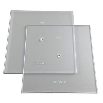 CAKESAFE 10.0 Inch Square Acrylic Disk Set  2-10.0 Clear  Food Grade Acrylic Buttercream Disks  Perfect Icing Tool to Smooth the Frosting on Your Cakes, Disk Size Engraved on Every Disk