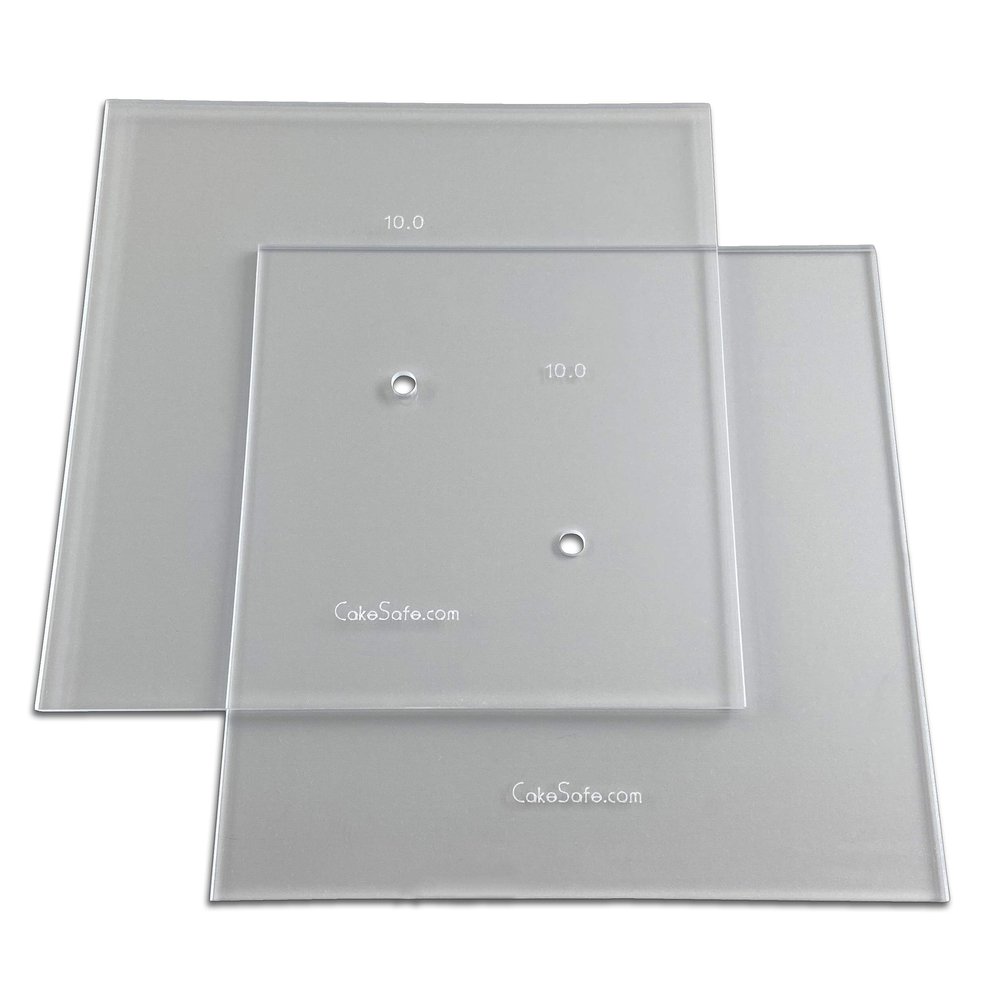 CAKESAFE 10.0 Inch Square Acrylic Disk Set  2-10.0 Clear  Food Grade Acrylic Buttercream Disks  Perfect Icing Tool to Smooth the Frosting on Your Cakes, Disk Size Engraved on Every Disk