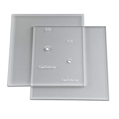 CAKESAFE 8.25 Inch Square Acrylic Disk Set 2-8.25 Clear Acrylic Buttercream Disks Perfect Tool to Smooth the Frosting on Your Cakes, Disk Size and Perimeter Border Engraved on all Disks