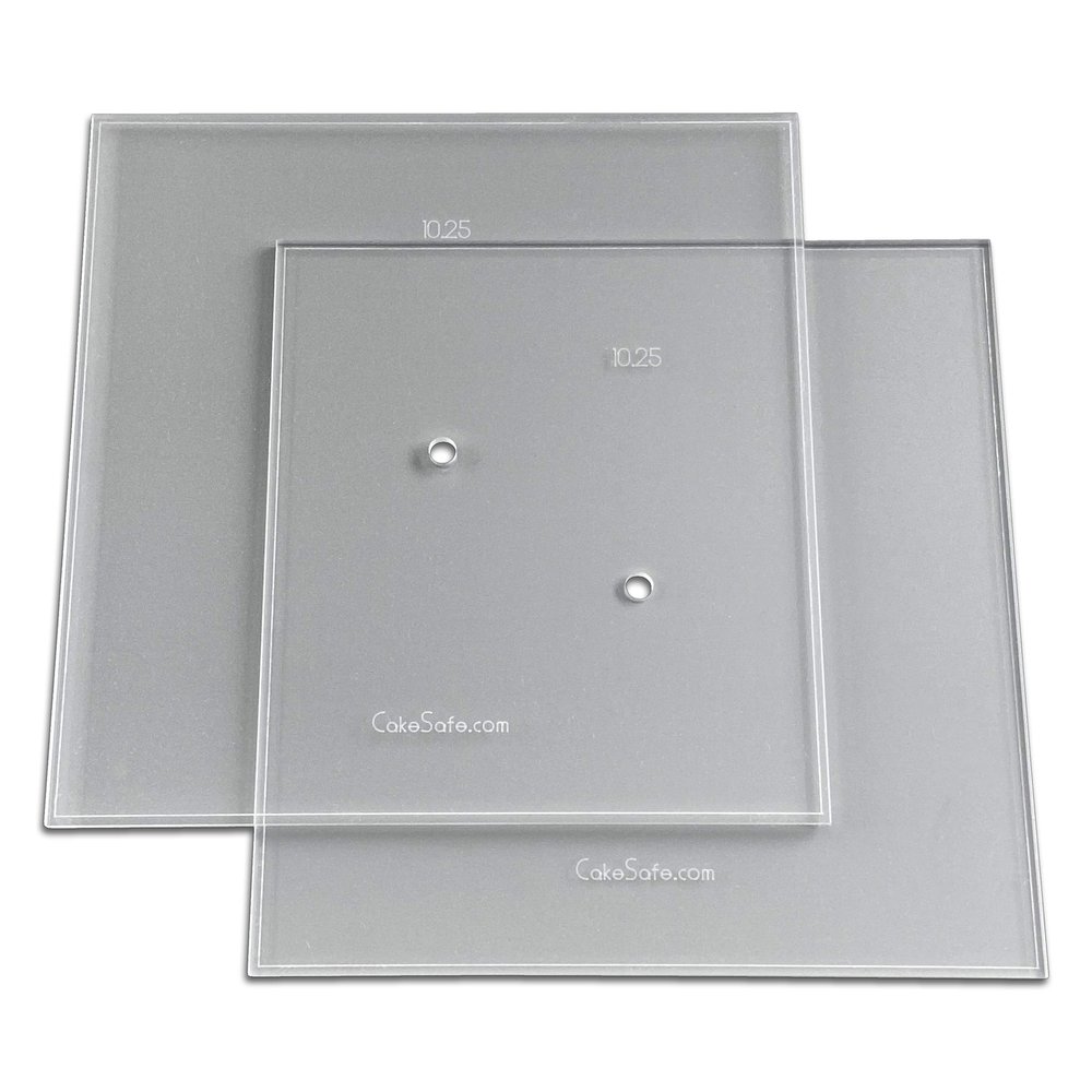CAKESAFE 10.25 Inch Square Acrylic Disk Set  2-10.25 Clear  Acrylic Buttercream Disks  Perfect Tool to Smooth the Frosting on Your Cakes, Disk Size and Perimeter Border Engraved on all Disks