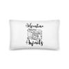Adventure Awaits All-Over Print Basic Pillow | Camera Pillow | Travel Pillow | World Travel | Adventure is Out There | Travel Gift | Gift for Traveler | Photography Pillow | Gift for Photographer view 1