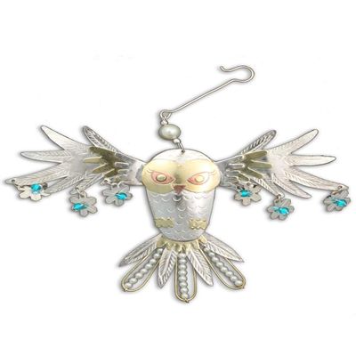 Pilgrim Imports Snowy Owl Bronze Nickel and Copper Hanging Ornament Garden Planter Handmade Gift Packaged