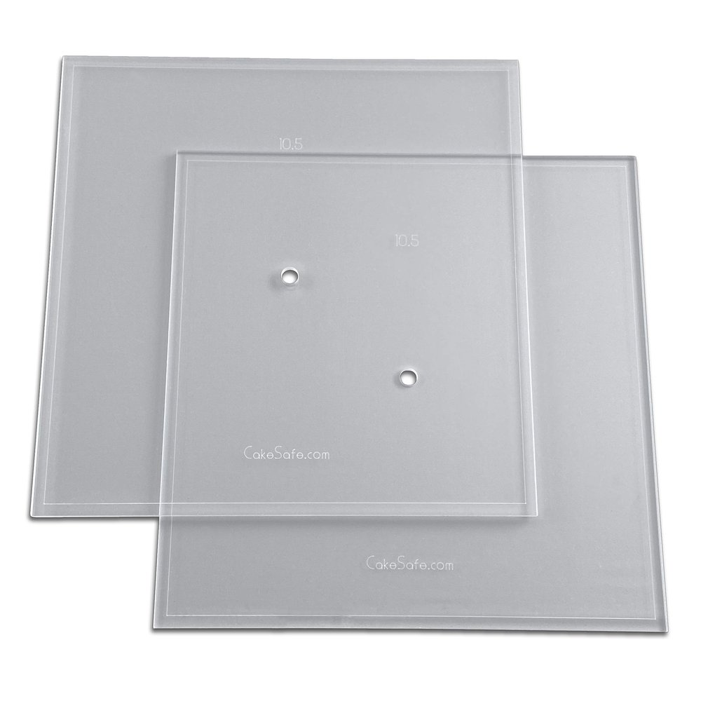 CAKESAFE 10.5 Inch Square Acrylic Disk Set  2-10.5 Clear  Acrylic Buttercream Disks  Perfect Icing Tool to Smooth the Frosting on Your Cakes, Disk Size & Perimeter Border Engraved on all Disks