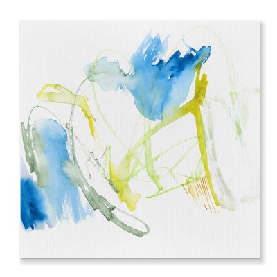 Renditions Gallery Nature Wall Art for Home Decor Blue & Green Sea Scrawl Abstract Paintings for Living Room Office Kitchen Decorations - 40"x40" LT34