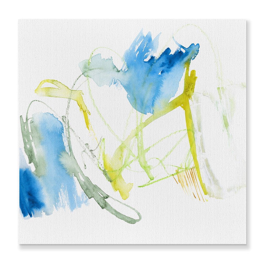 Renditions Gallery Nature Wall Art for Home Decor Blue & Green Sea Scrawl Abstract Paintings for Living Room Office Kitchen Decorations - 40"x40" LT34