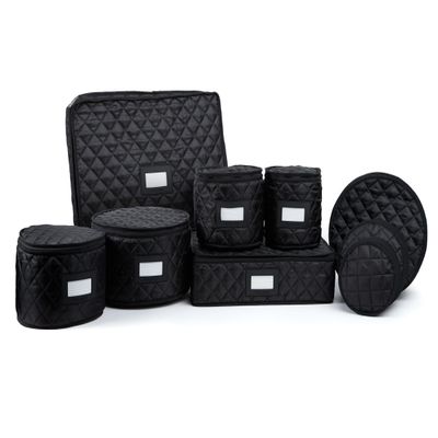 Covermates Keepsakes - Dish Storage Set - Padded Protection - ID Window - Stain Resistant - Machine Washable - China Storage, Black