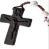 IHM Imports Sine Cera Howlite/Jujube Wood 5 Decade Catholic Rosary, Laser Engraved Crucifix/Double-sided Centerpiece, Smooth 6mm Beads view 2