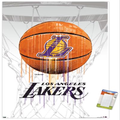 Trends International NBA Los Angeles Lakers - Drip Ball 20 Wall Poster, 14.725" x 22.375", Premium Poster & Mount Bundle