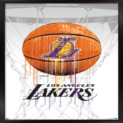 Trends International NBA Los Angeles Lakers - Drip Ball 20 Wall Poster, 22.375" x 34", Black Framed Version