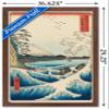 Trends International Hiroshige - The Sea at Satta Wall Poster, 14.725" x 22.375", Mahogany Framed Version view 3